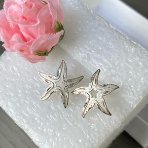 Vintage LAM Signed Hawaiian Sterling Silver 925 Starfish Post Earrings